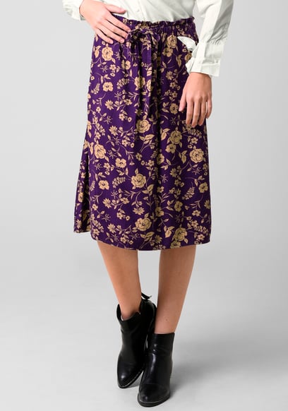 Womens Floral Print Midi Skirt