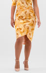 Womens Ruched Warp Midi Skirt