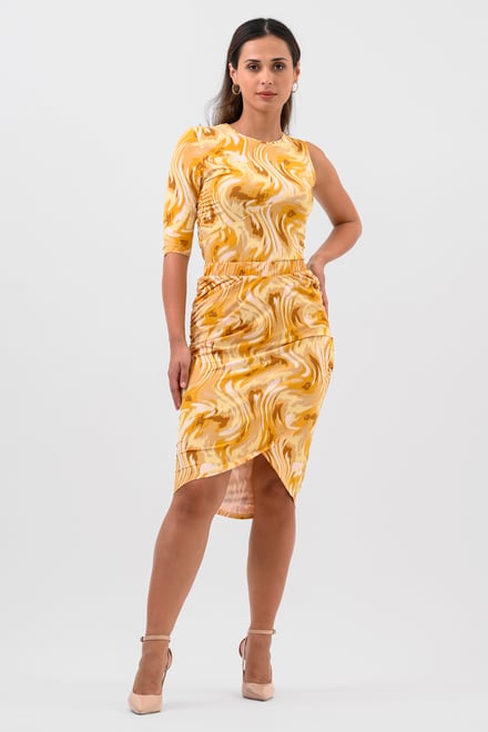 Womens Ruched Warp Midi Skirt