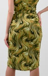 Womens Ruched Warp Midi Skirt