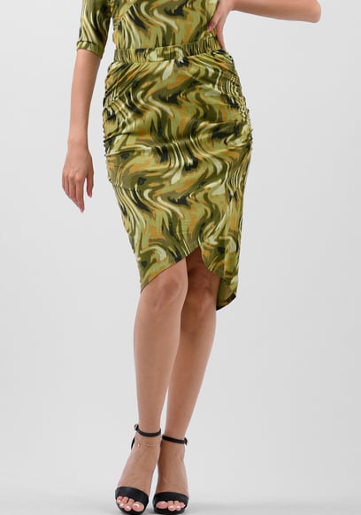 Womens Ruched Warp Midi Skirt