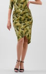 Womens Ruched Warp Midi Skirt