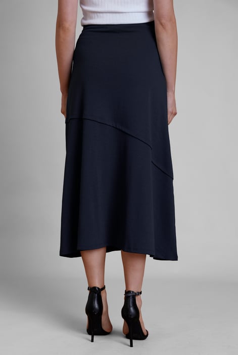 Navy Classic Seam Detail Jersey Skirt