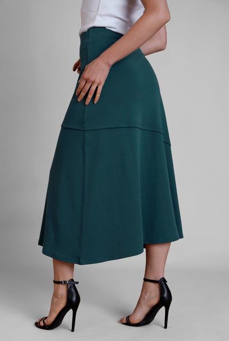Green Classic Seam Detail Jersey Skirt