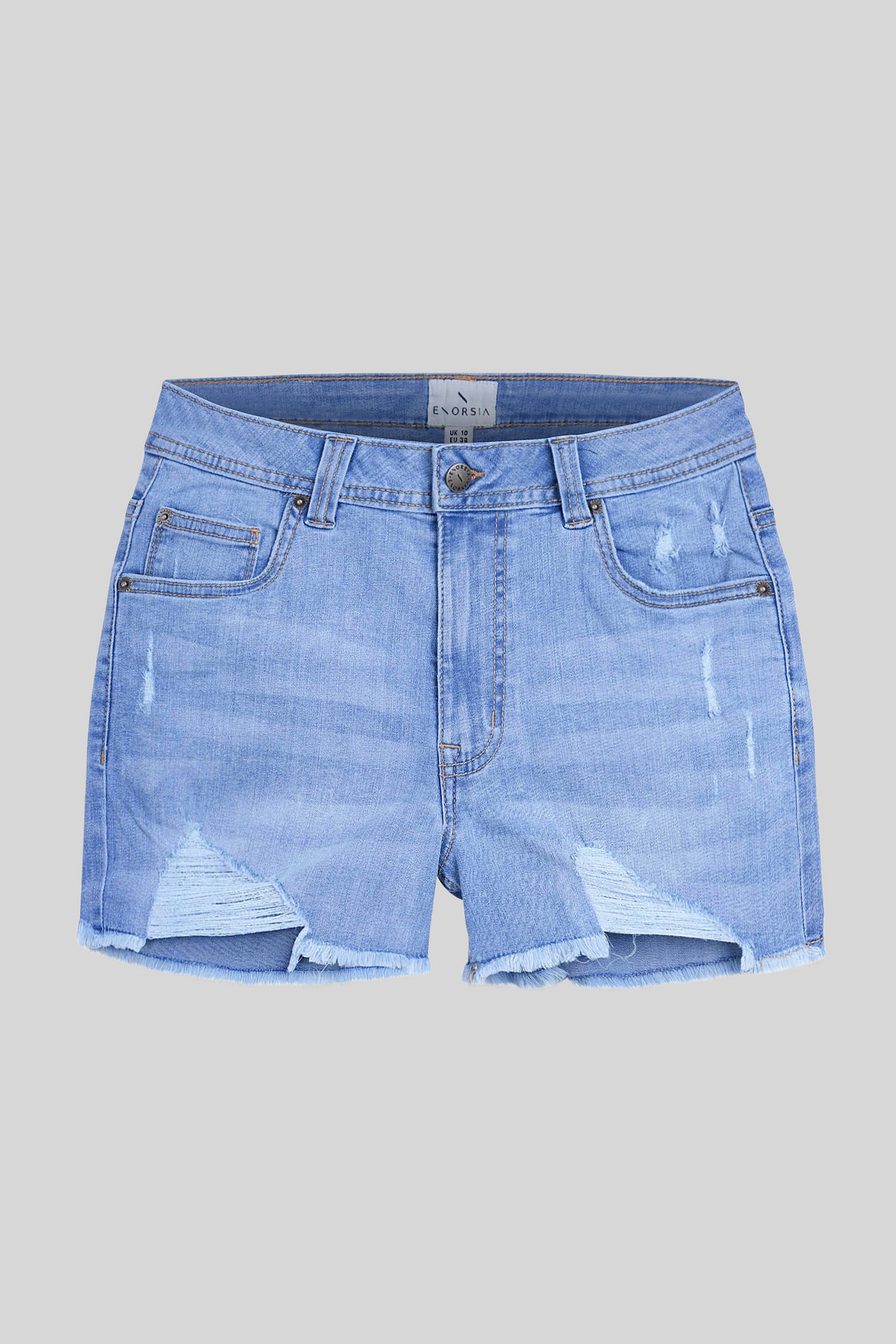Enorsia Women's Blue Light Skinny Hot Shorts - Uk 10