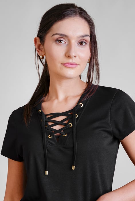 V Neck Drawcord Jersey Top