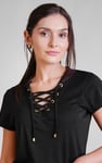 Lace-Up V Neck Short Sleeve Top