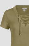 Lace-Up V Neck Short Sleeve Top