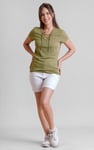 Lace-Up V Neck Short Sleeve Top
