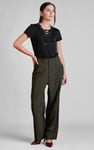 Lace-Up V Neck Short Sleeve Top