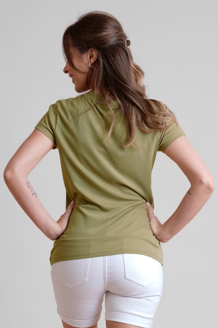 Lace-Up V Neck Short Sleeve Top