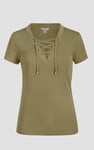 Lace-Up V Neck Short Sleeve Top