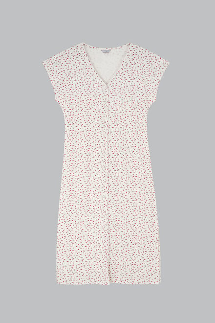 Button Front Printed Ribbed Midi dress