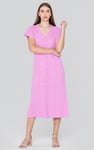 Button Front Printed Ribbed Midi dress
