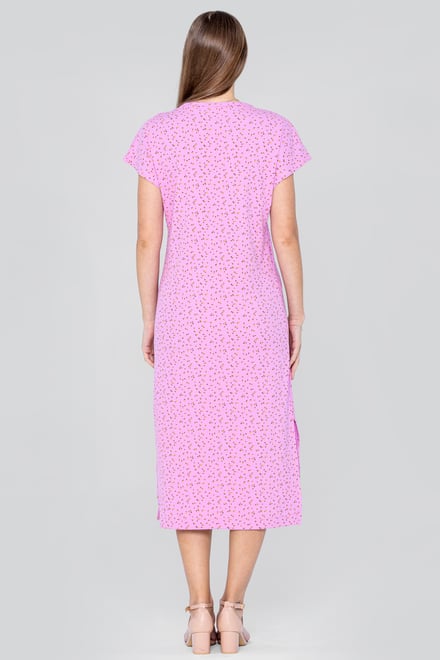 Button Front Printed Ribbed Midi dress