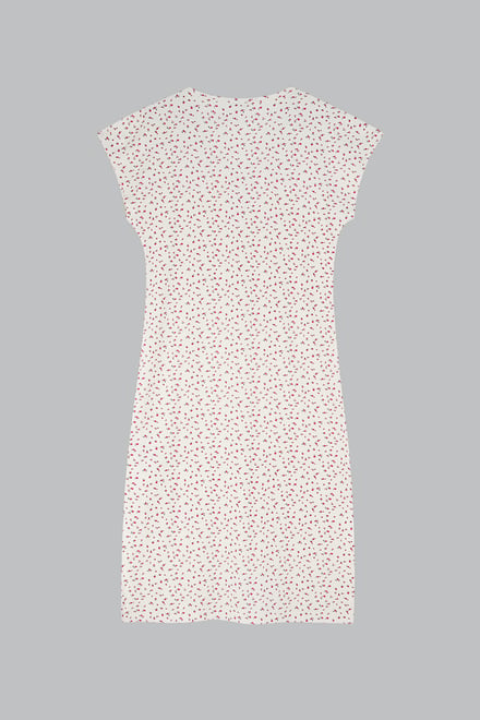 Button Front Printed Ribbed Midi dress