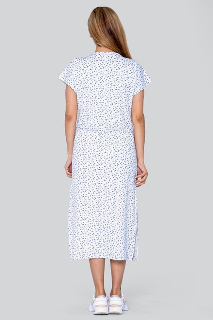 Button Front Printed Ribbed Midi dress