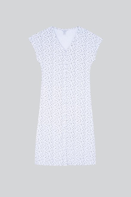 Button Front Printed Ribbed Midi dress