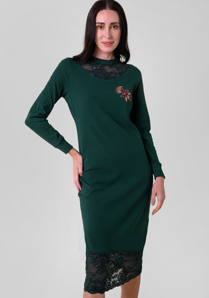 Lace Detail Long Sleeve Bodycon Dress