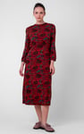 Women Abstract Print Wide Neck Midi Dress