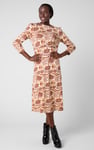 Women Abstract Print Wide Neck Midi Dress