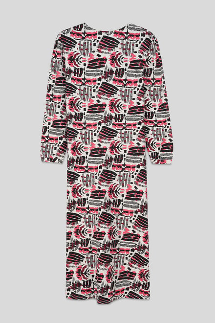 Women Abstract Print Wide Neck Midi Dress