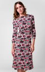 Women Abstract Print Wide Neck Midi Dress