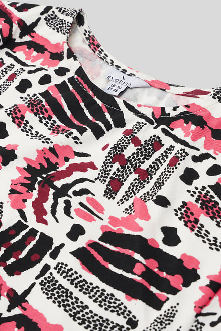 Women Abstract Print Wide Neck Midi Dress