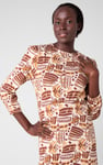 Women Abstract Print Wide Neck Midi Dress