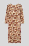 Women Abstract Print Wide Neck Midi Dress