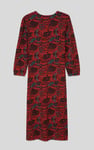 Women Abstract Print Wide Neck Midi Dress