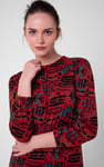 Women Abstract Print Wide Neck Midi Dress