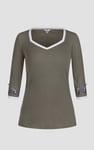 Sweetheart Neck  Embroidered Long Sleeves Tops