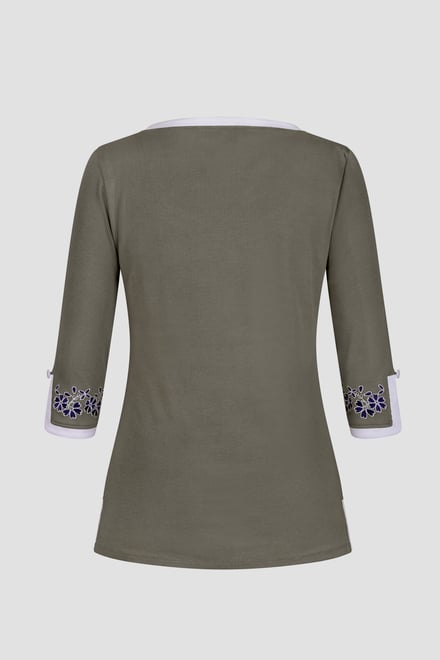 Sweetheart Neck  Embroidered Long Sleeves Tops