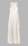 Frills Details-Rounded Neck Sleeveless Jersey Midi Dress