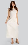 Frills Details-Rounded Neck Sleeveless Jersey Midi Dress
