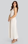 Frills Details-Rounded Neck Sleeveless Jersey Midi Dress