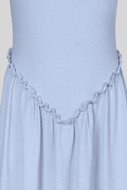 Frills Details-Rounded Neck Sleeveless Jersey Midi Dress