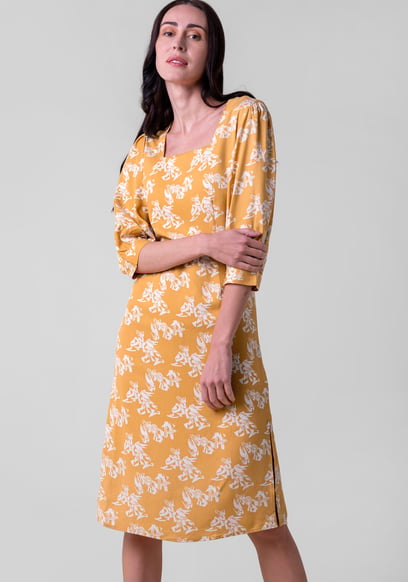 Womens Printed Square Neck Dress
