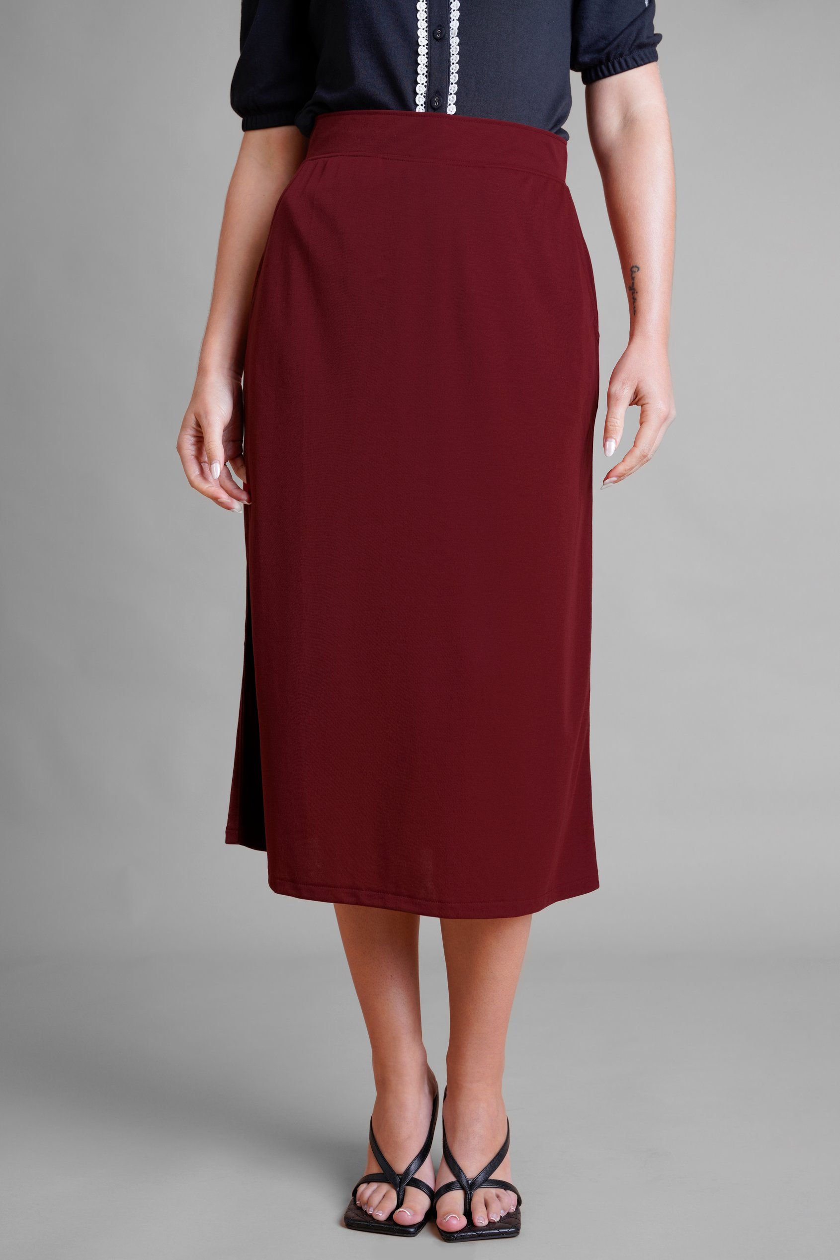 Enorsia Women's Red Pull-On Jersey Skirt - Uk 16