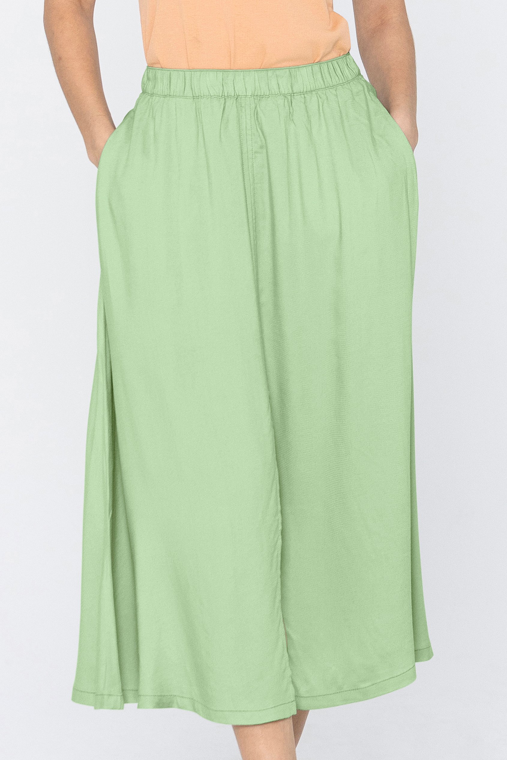 Enorsia Women's Green A-Line Maxi Skirt With Front Slit - Uk 14