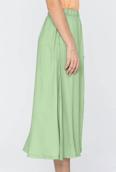 Green A-Line Maxi Skirt with Front Slit