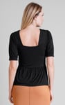 Puff Sleeves Square Neck Jersey Tops