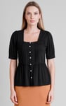Puff Sleeves Square Neck Jersey Tops