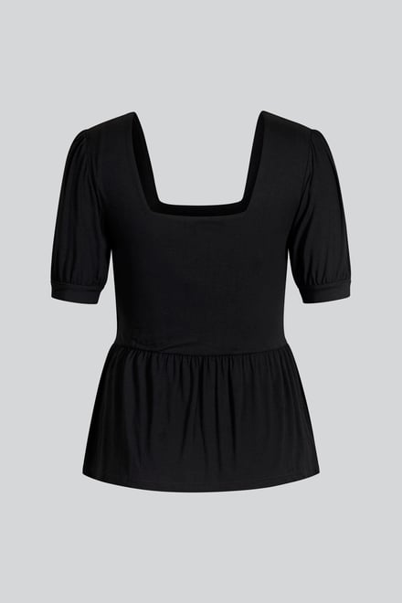 Puff Sleeves Square Neck Jersey Tops