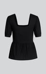 Puff Sleeves Square Neck Jersey Tops