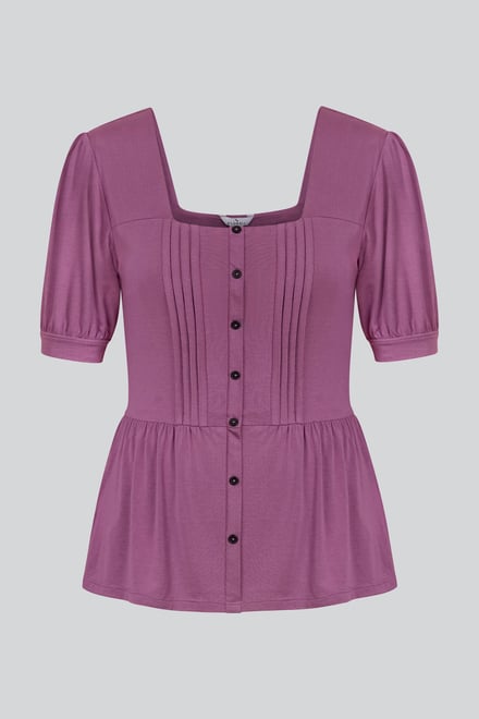 Puff Sleeves Square Neck Jersey Tops