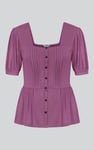 Puff Sleeves Square Neck Jersey Tops