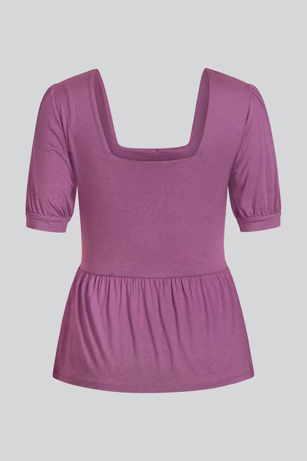 Puff Sleeves Square Neck Jersey Tops