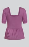 Puff Sleeves Square Neck Jersey Tops